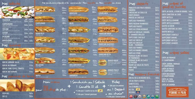 menu pomme de pain 