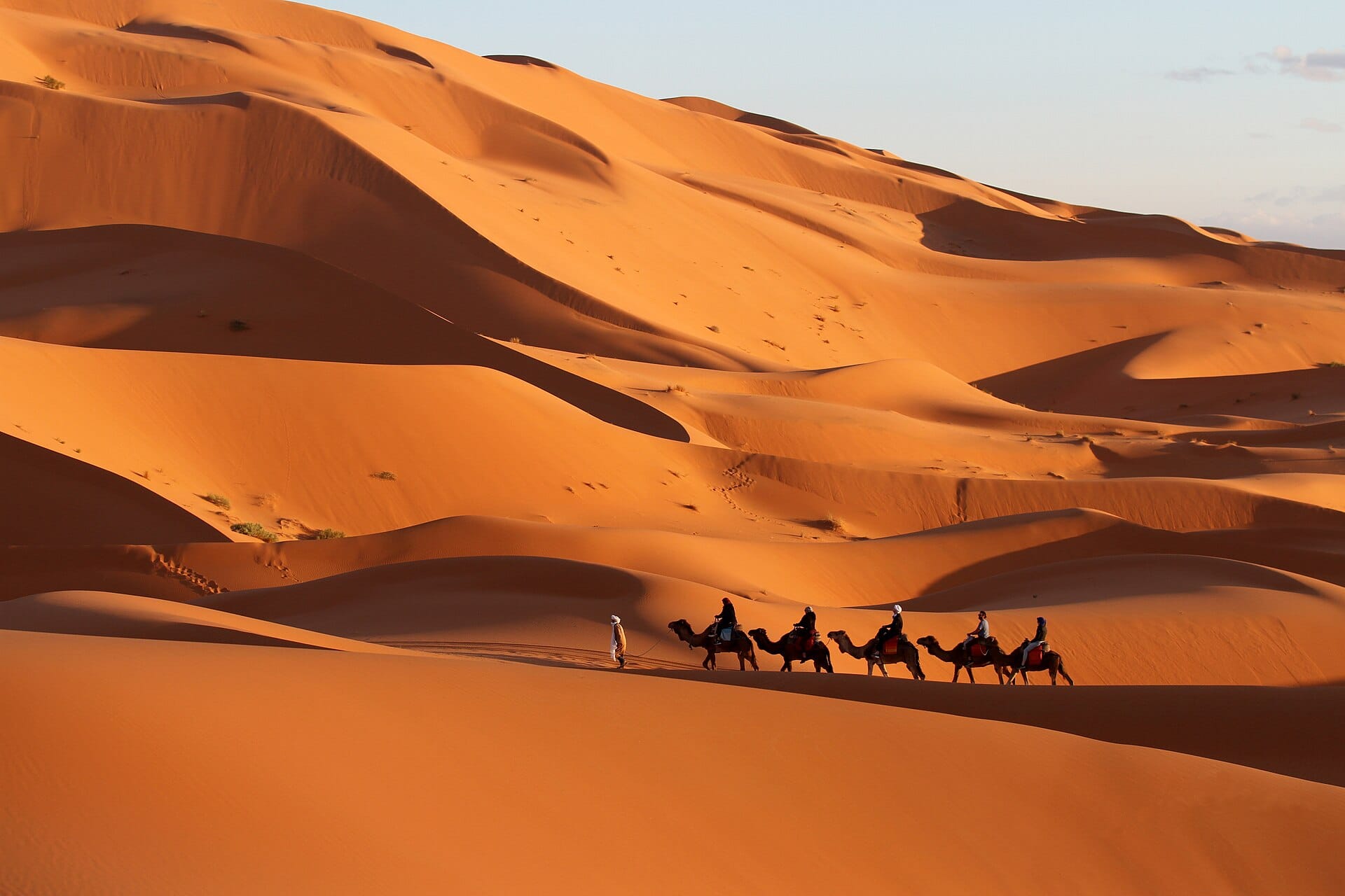 نزهة على ظهر الجمل في كثبان الصحراء المغربية