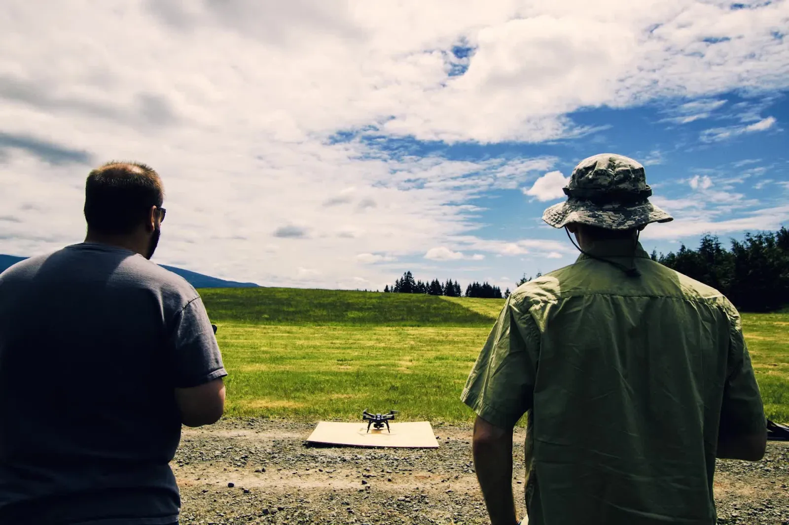 Consumer drone (quadcopter) in flight