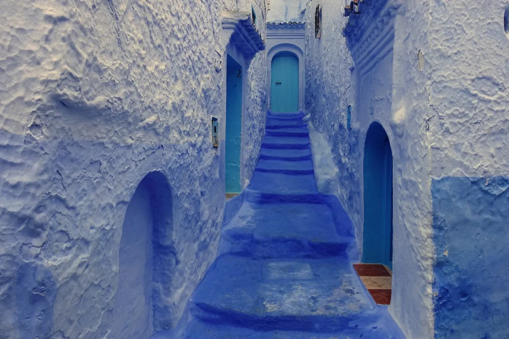 Ruelles bleues de Chefchaouen, la ville bleue du nord du Maroc