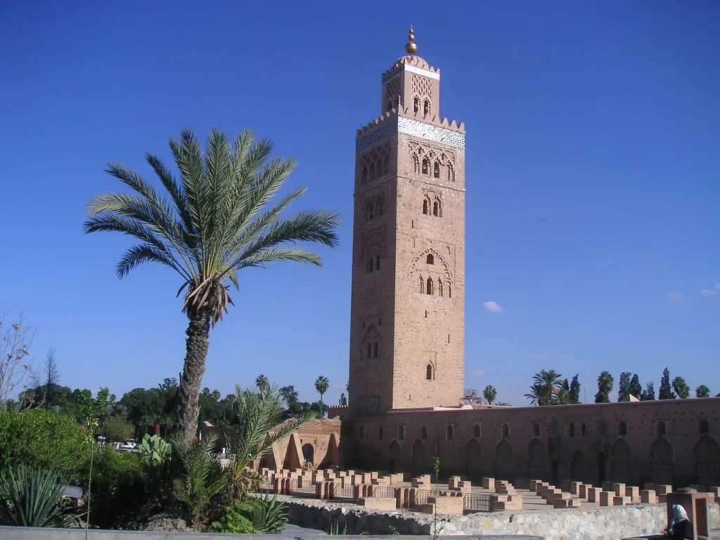 La mosquée Koutoubia à Marrakech au coucher du soleil